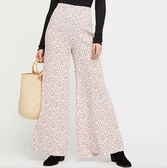 Free People Cherry Easy Peasy Printed Wideleg Pants 6 - Picture 2 of 6
